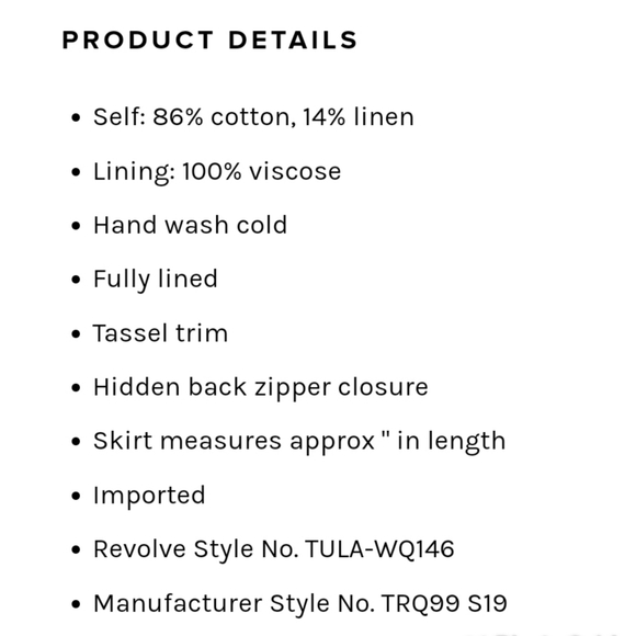 EUC Revolve Tularosa Millie Tassel Skirt XS - Picture 3 of 7